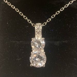 Sterling silver cubic zirconia pendant w/ necklace